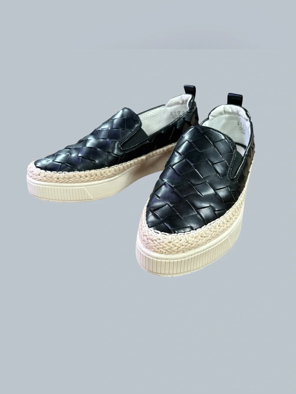 Franco Sarto Woven Black Platform Espadrille Slip On Sneakers Women’s 8M